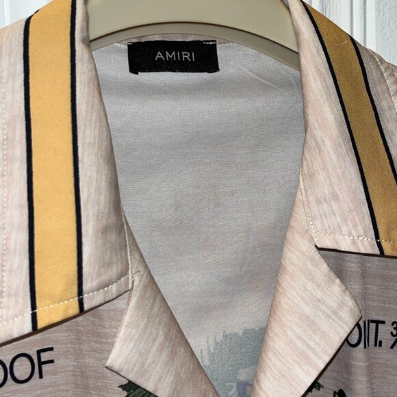 AMIRI Rum Label Printed Bowling Style Silk Shirt Saint-Laurent Vuitton Gucci XL - Picture 6 of 7